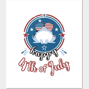 Retro Happy 4Th of July Cute Patriot Frog Posters and Art